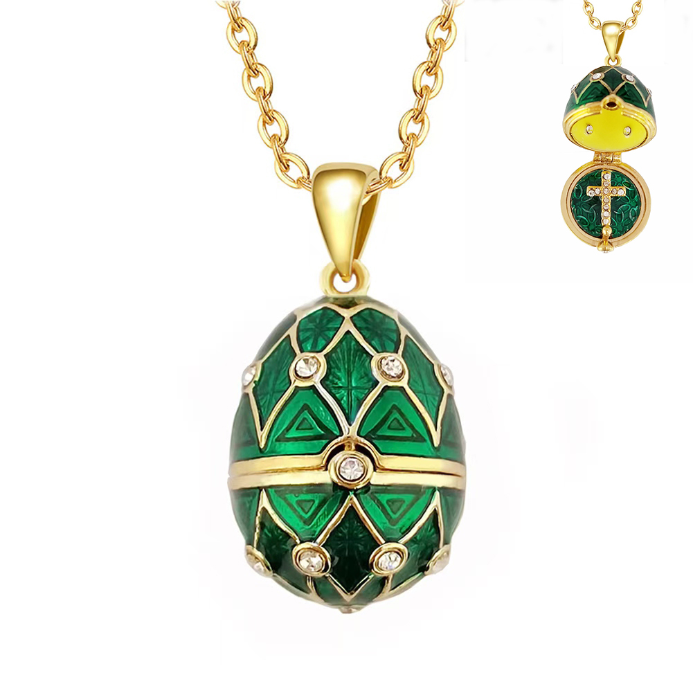 Vintage Collectible Jewelry - Emaye Faberge paskalya yumurtası Kolye Kolye