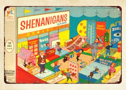 Vintage And Collectible Stores - Shenanigans Board Game 1964 metal tabela,