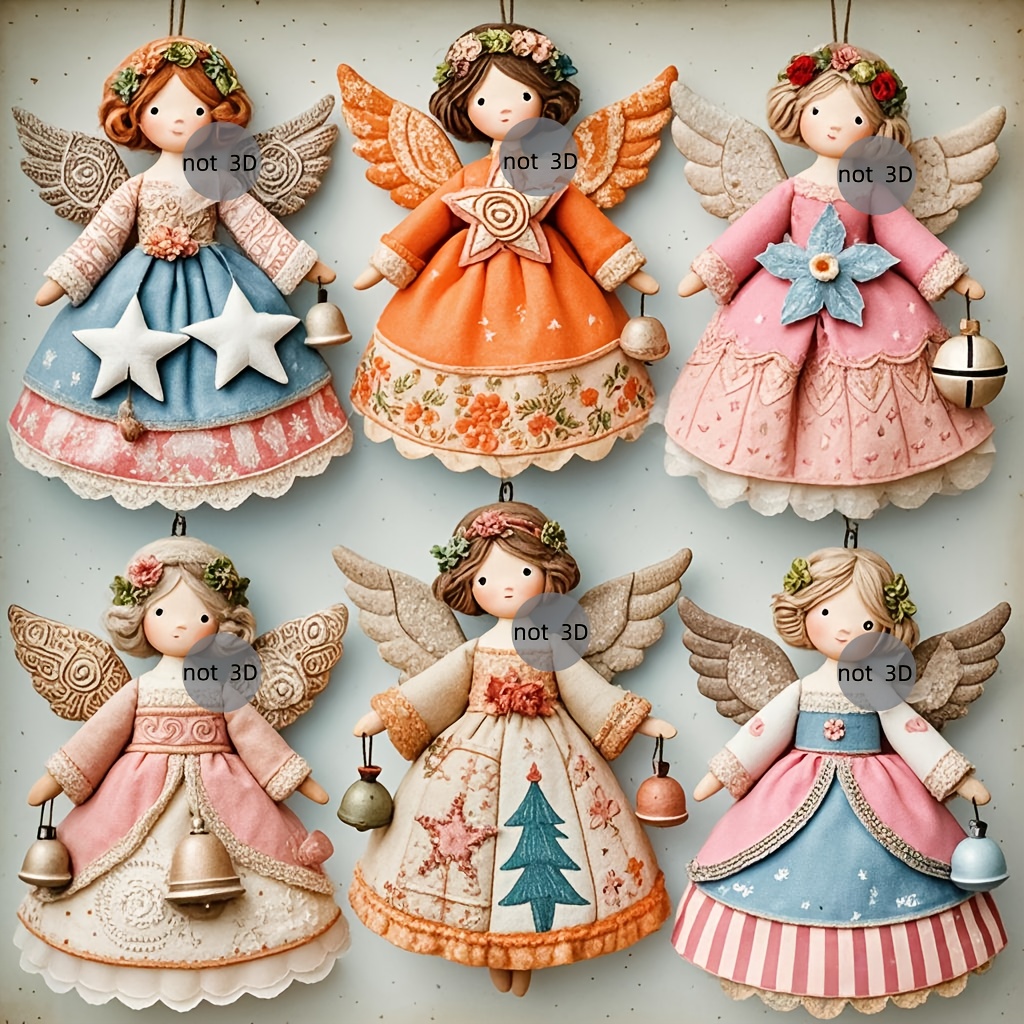 6/12 adet 2D düz ahşap melek s - Vintage Collectible Dolls incelemesi ve fiyatı