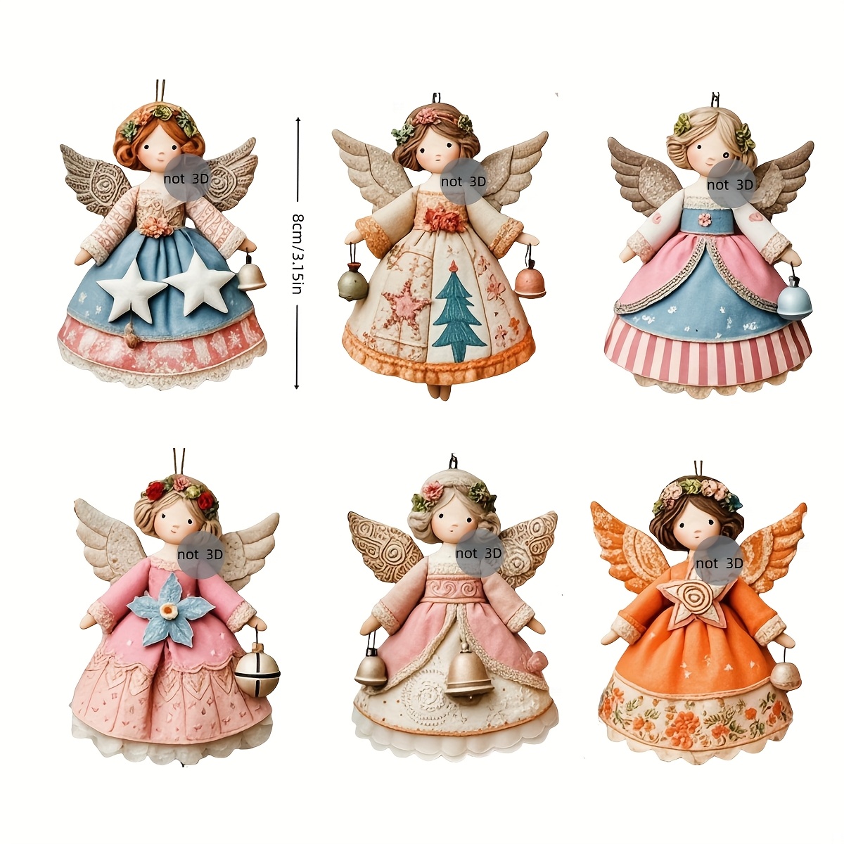 6/12 adet 2D düz ahşap melek s - Vintage Collectible Dolls incelemesi ve fiyatı